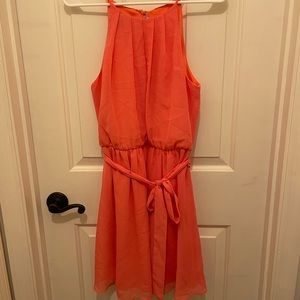IN San Francisco coral high neck mini dress size medium